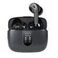 Jerry X08 black wireless earbuds with digital display and USB charging case.