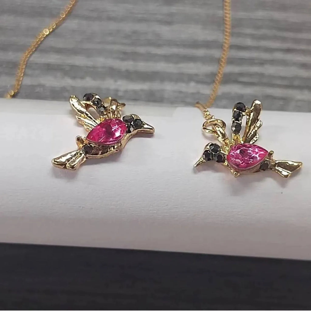 Personalised bird hanging long style earrings with zirconium wing detailing in red, blue, and red lvzuan colour options