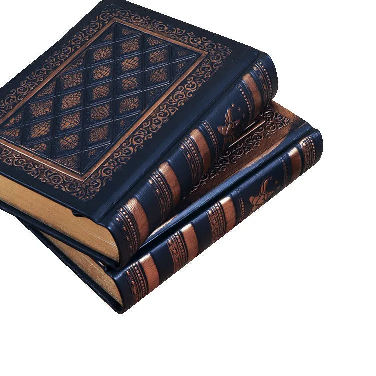 Embossed faux leather notebook with three-dimensional texture in Black Gold or Bronze colour option