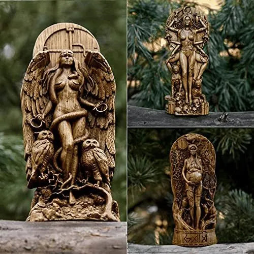 Detailed resin sculpture of a Greek goddess statue for garden or altar display.