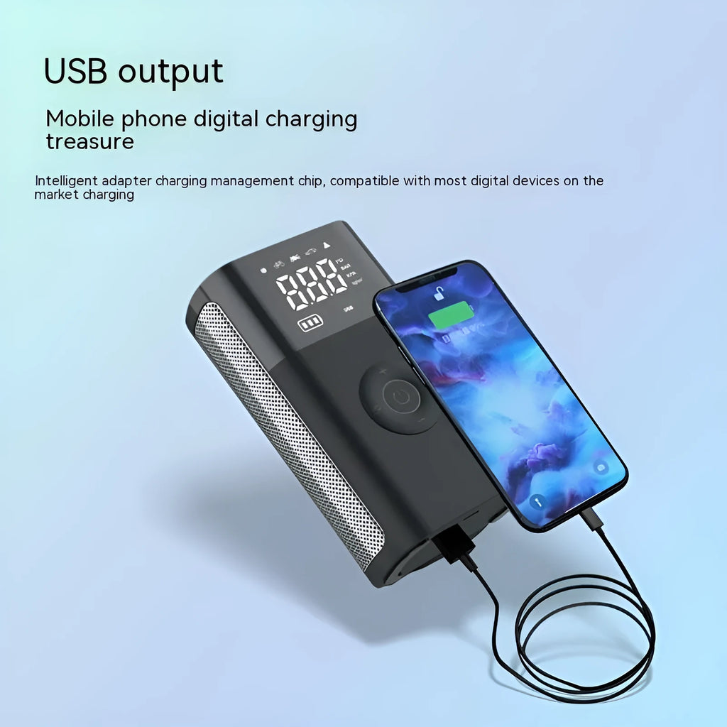 Wireless digital display air pump with ABS housing and multiple inflation attachments