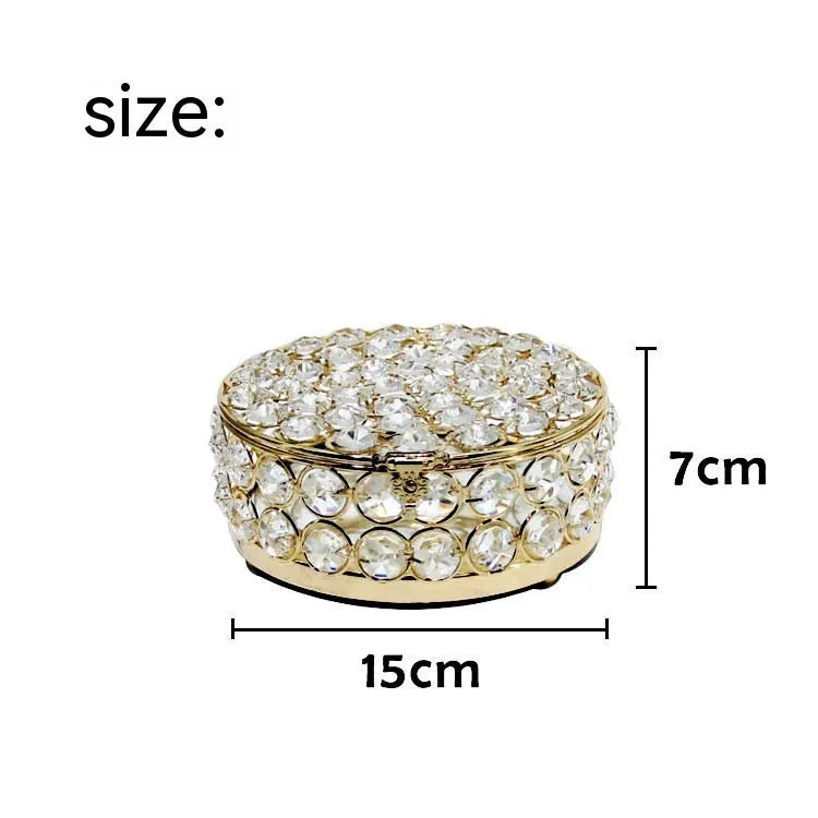 French gold metal jewelry box with crystal glass panels in European style design
