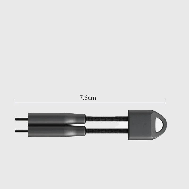 12cm keychain USB-C fast charging cable, magnetic suction, nylon braided black, 60W