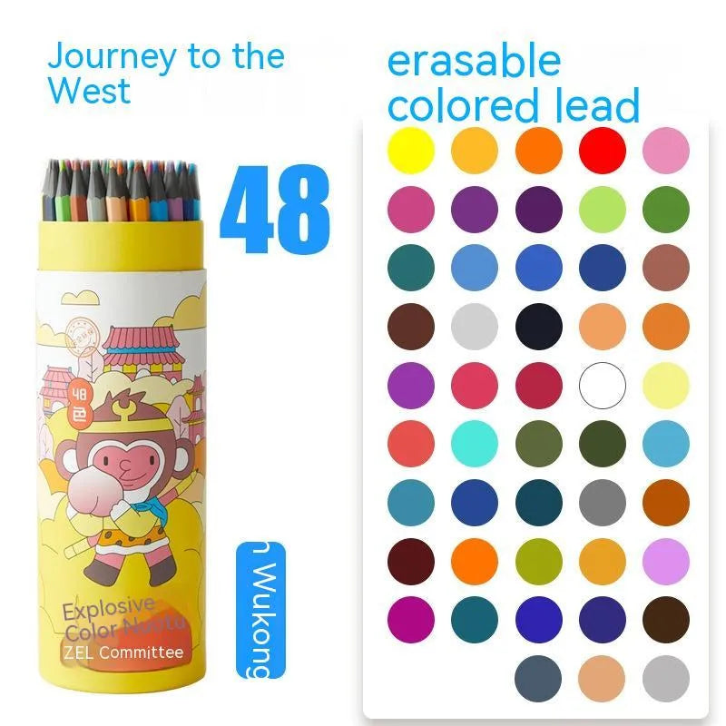 Zhenglin Sports Series colour pencil set for children with paper barrels, showing multiple colour lead options.