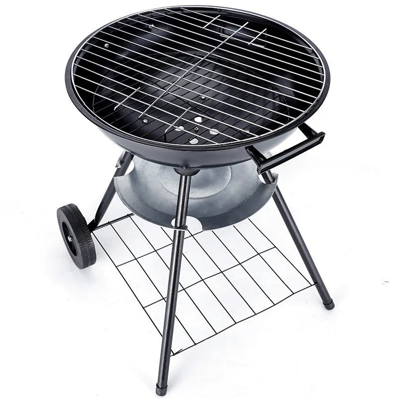 Portable 14-inch iron barbecue oven with modern minimalist design for outdoor cooking