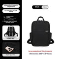 Large canvas travel backpack in apricot colour showing external pocket and urban style.