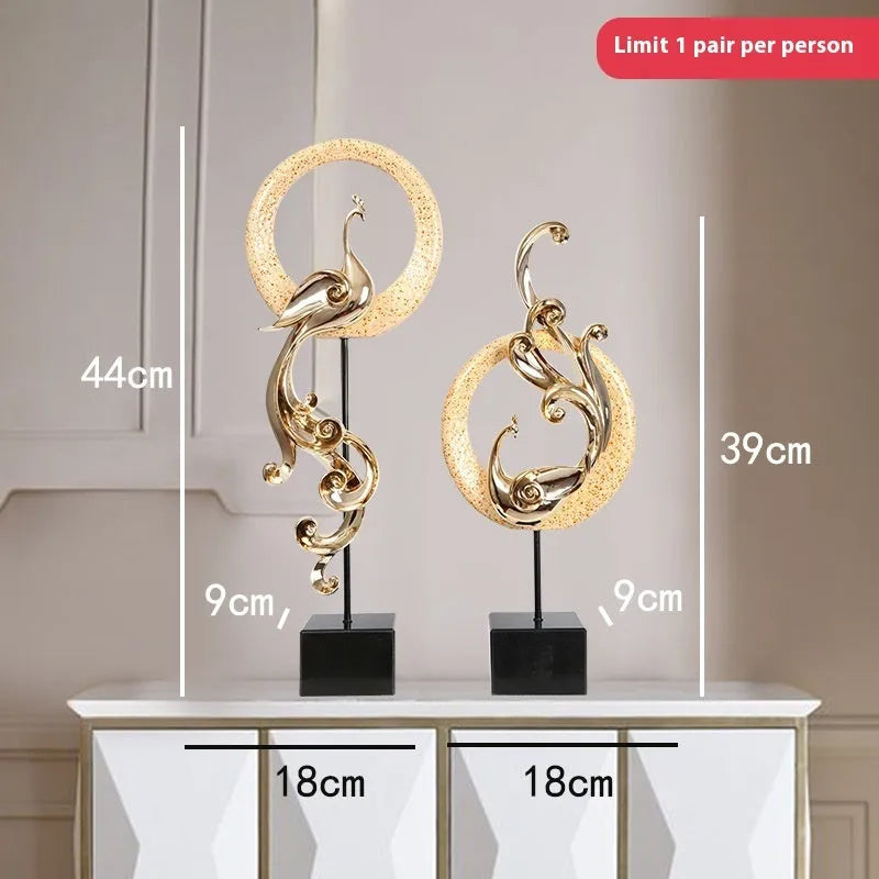 Light luxury synthetic resin phoenix ornament in rose gold silver or red european style craft