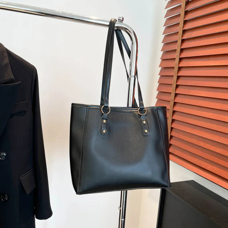 Korean style horizontal square shoulder underarm bag in PU with sandwich pocket, shown in beige colour.