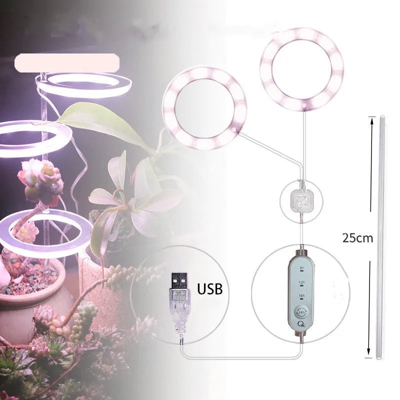 USB LED plant grow light with acrylic stick in pink white or sunshine yellow colour options.
