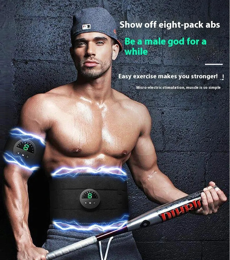 Electronic fitness belt with display screen and adjustable 120cm waist strap for body shaping