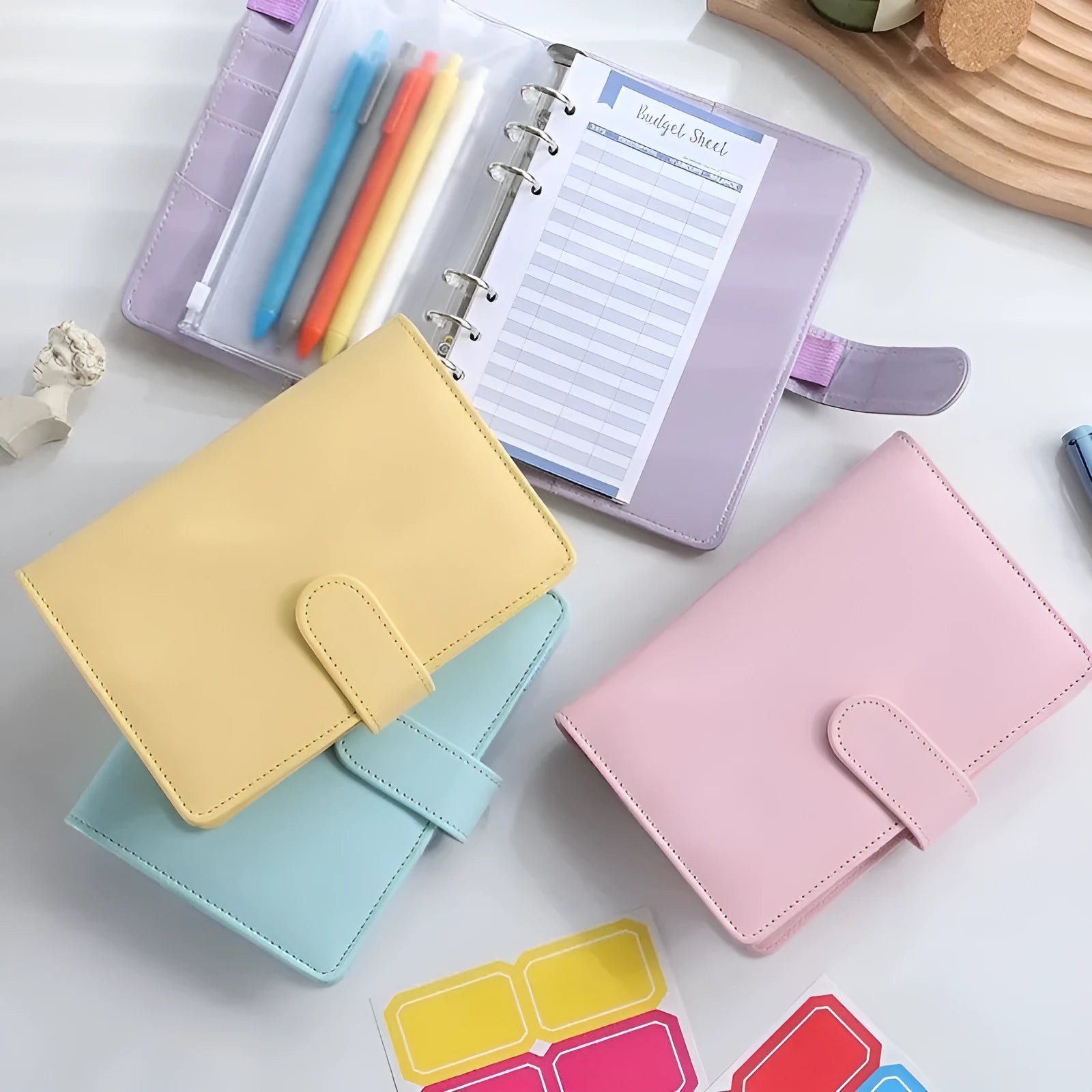 A5 solid colour PU leather notebook shell with zipper closure shown in pink