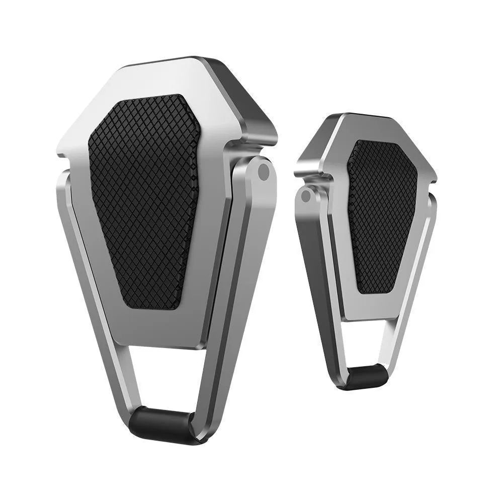 Aluminum alloy foldable laptop bracket shown in silver colour beside measuring tape showing 4.8cm width