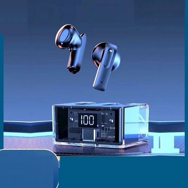 Transparent space capsule case true wireless Bluetooth headphones in multiple colours