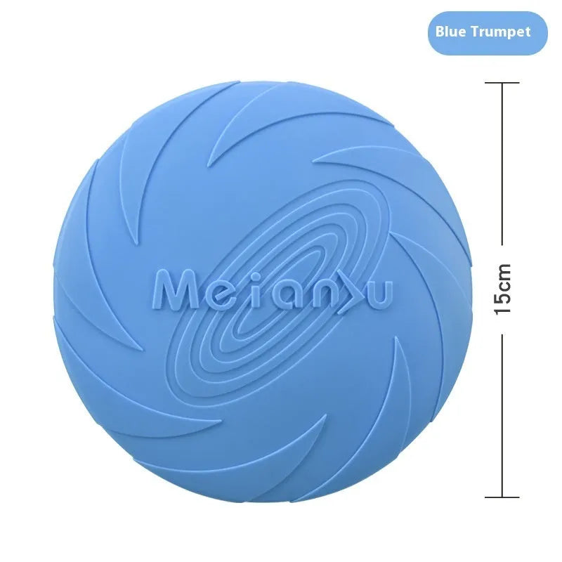 Soft rubber dog frisbee toy for outdoor walking available in red, blue, and green colour variations