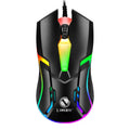 Wired USB gaming mouse with 1600dpi sensor, 3 buttons, 1.4m cable, and colourful breathing light, in black or white