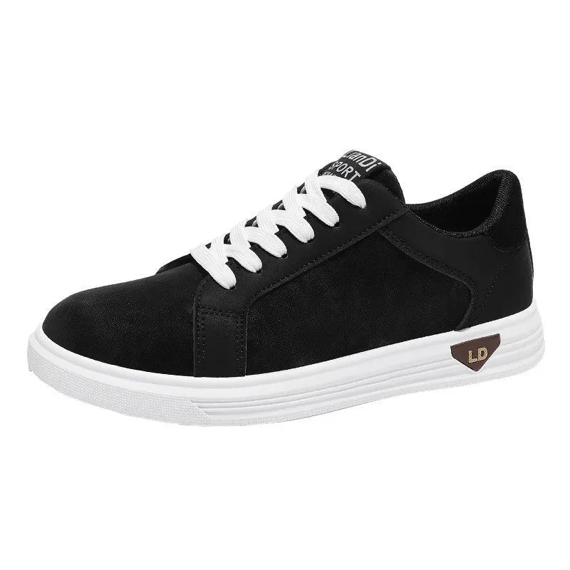 Men's black PU sneakers with snake pattern texture and high-cut design above 11cm with round toe and rubber sole