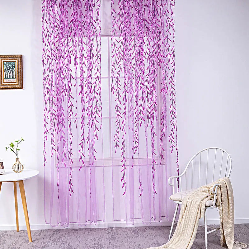 Willow wicker print rod pocket polyester curtain panel, 100cm x 270cm, for living room or balcony