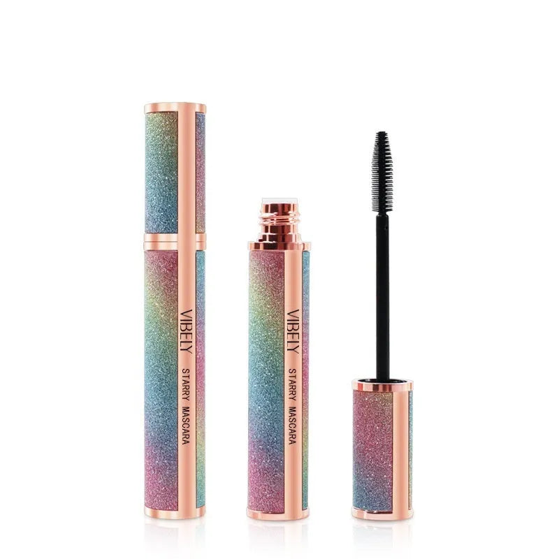 Black waterproof mascara tube providing 4D curling effect for long thick lashes