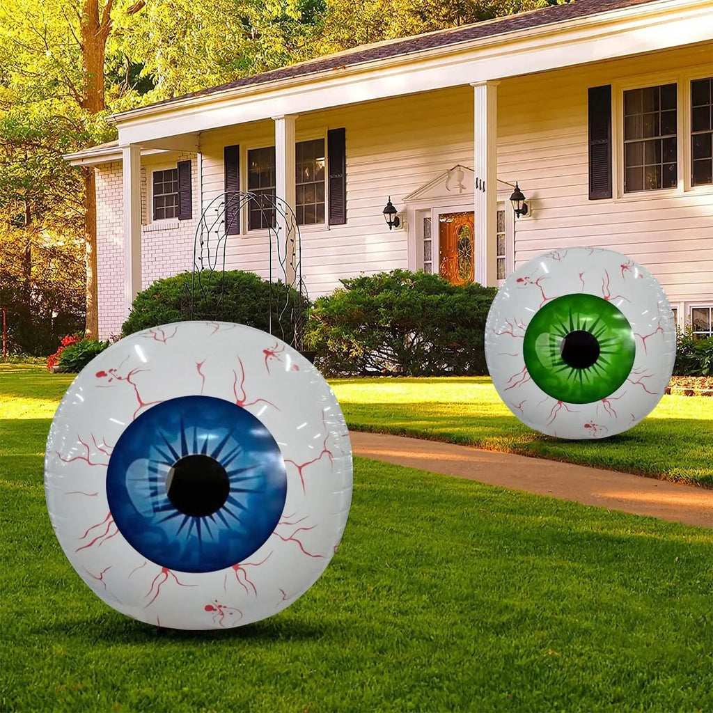 Halloween eyeball balloon with bloodshot design inflated to 40 cm diameter