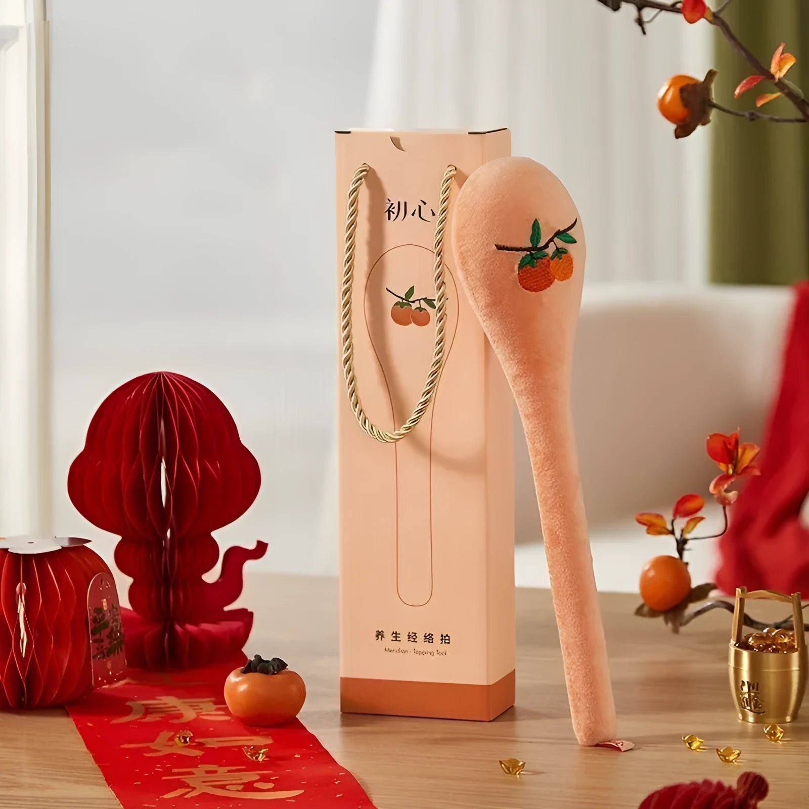 48 cm meridian flap persimmon zipper style back pounding percussion massage stick