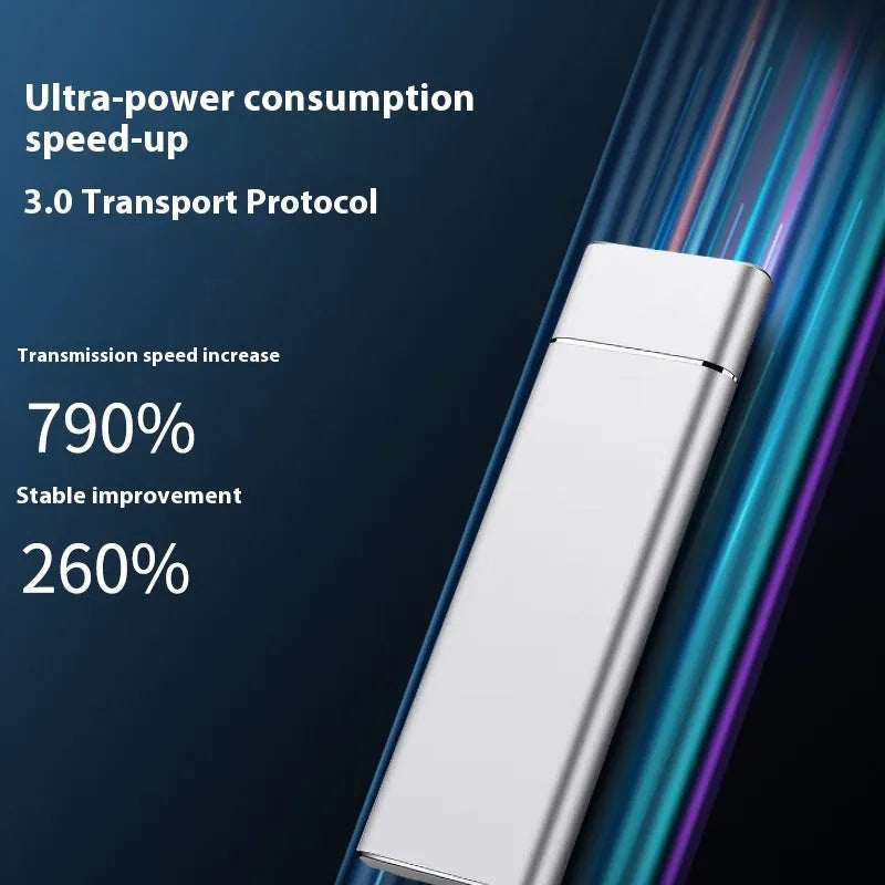 Sapphire blue portable solid state external hard drive with metal shell