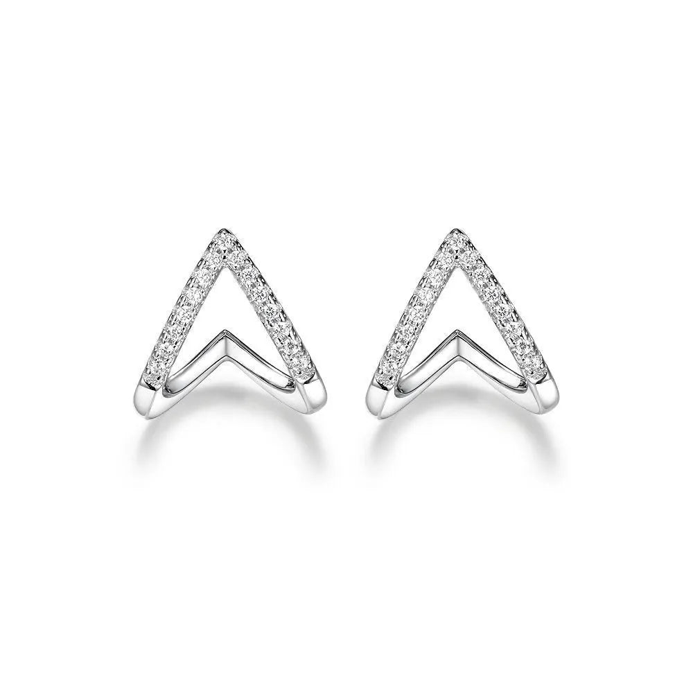 925 silver smile earrings with U-shaped geometric shape and diamond-embedded gang drill detail in four styles