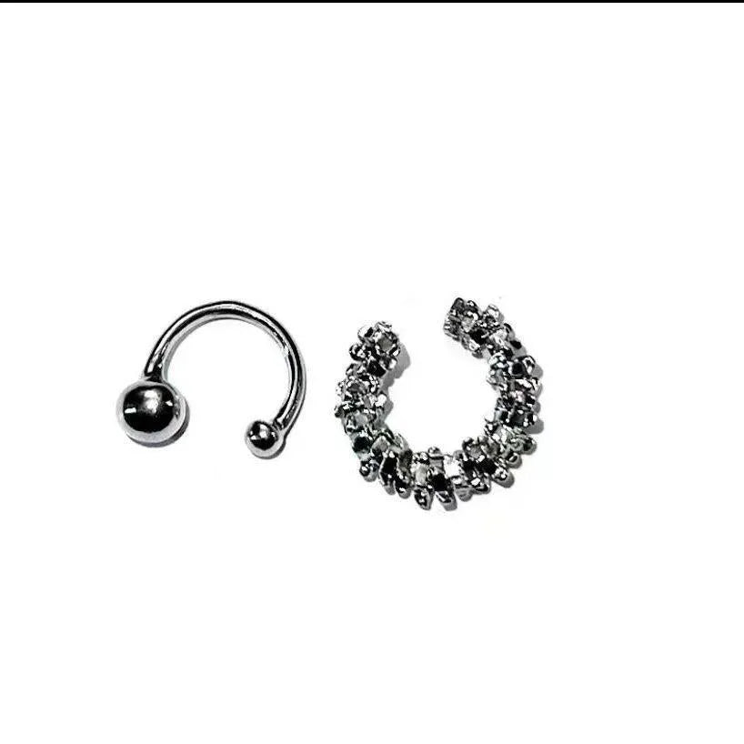 Women's alloy clip-on earrings with geometric irregular frosty design