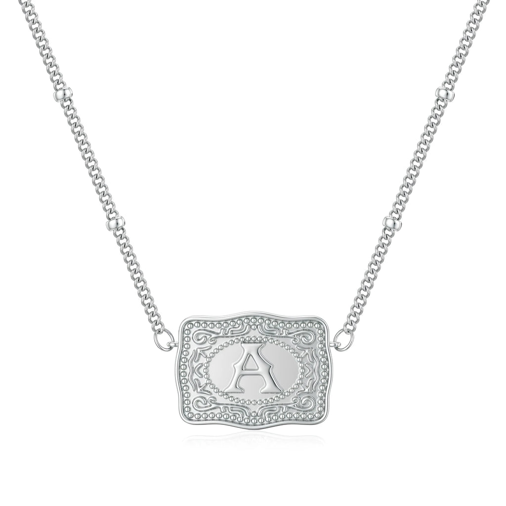 Copper letter necklace with electroplated gold finish showing alphabet pendant