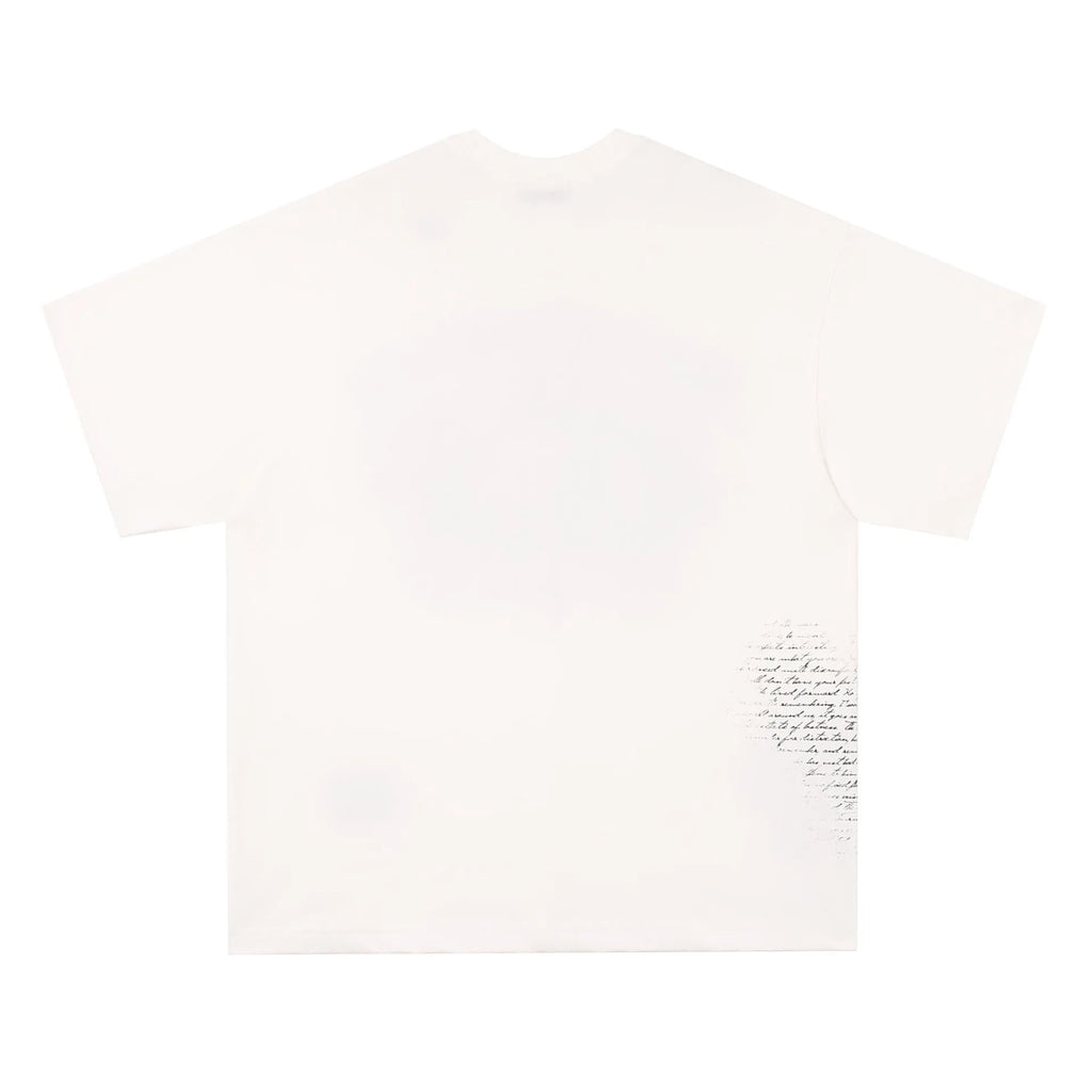 Retro hip hop T-shirt with graphic letter patterns in black and white colours
