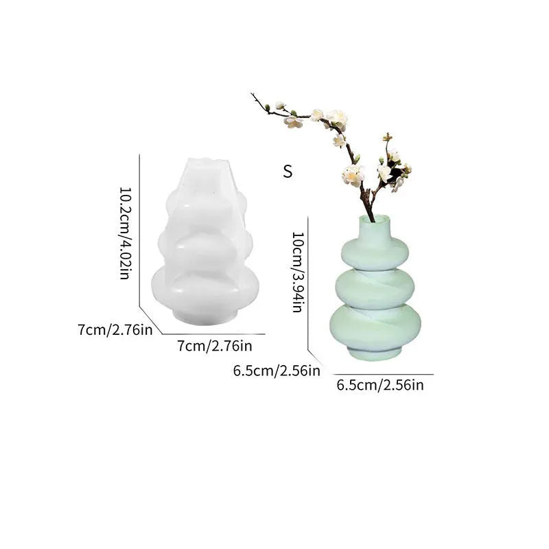 Three layer circle vase silicone mold in irregular shape for cake decoration and crafts