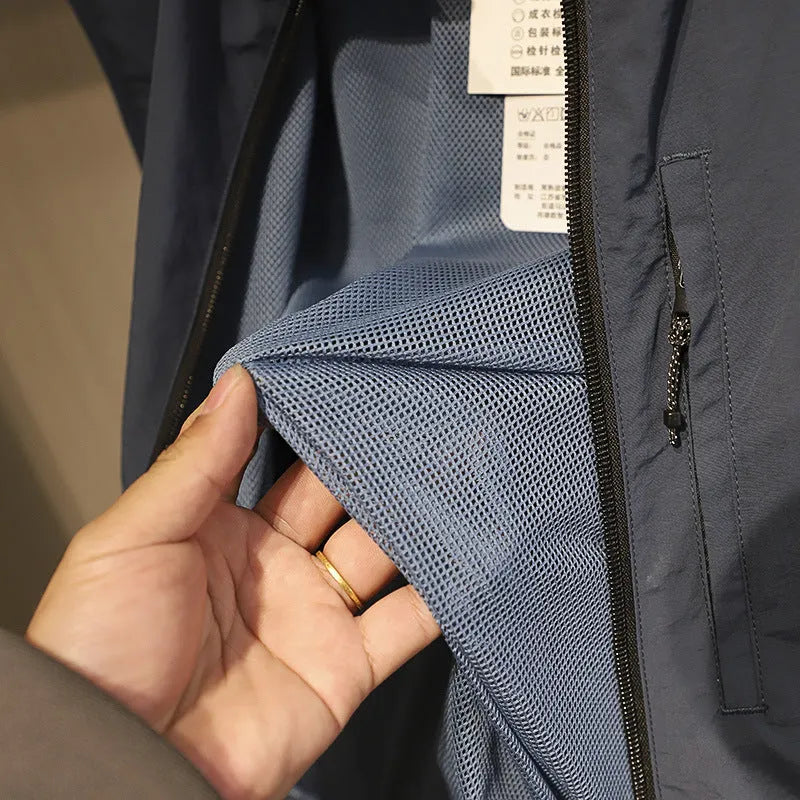 Men's thin straight vest cardigan in quick-drying nylon with side seam pockets