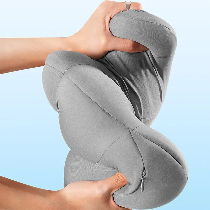 Grey and orange suspension bin car head restraint neck guard and waist pillow set with space memory cotton filler