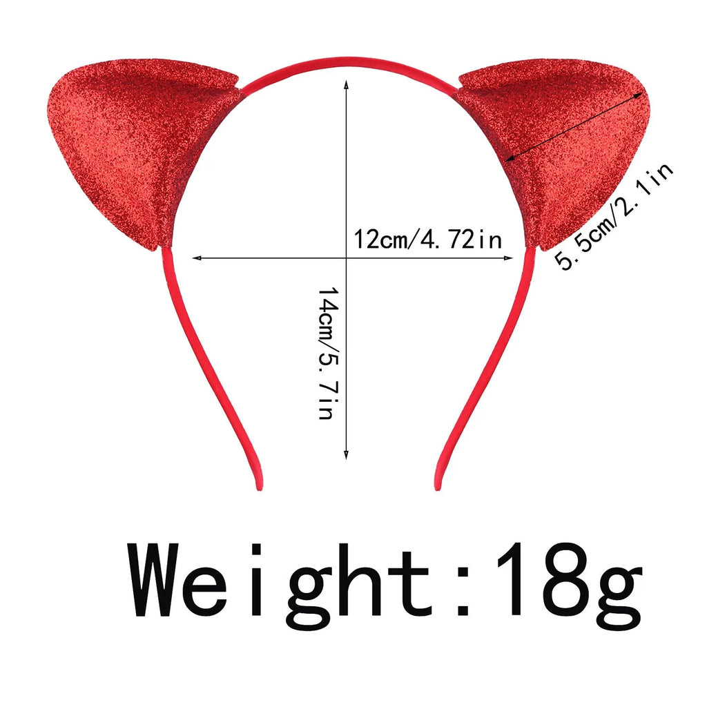Cat ear cloth headband hair pin for women in gradient, rainbow, and leopard print colour options
