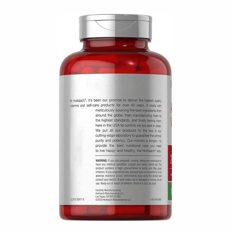 Bottle of Apple Vinegar health supplement capsules containing 150 tablets.