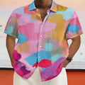 Hawaiian style stand collar short sleeve cardigan with 3D printing pattern in loose fit
