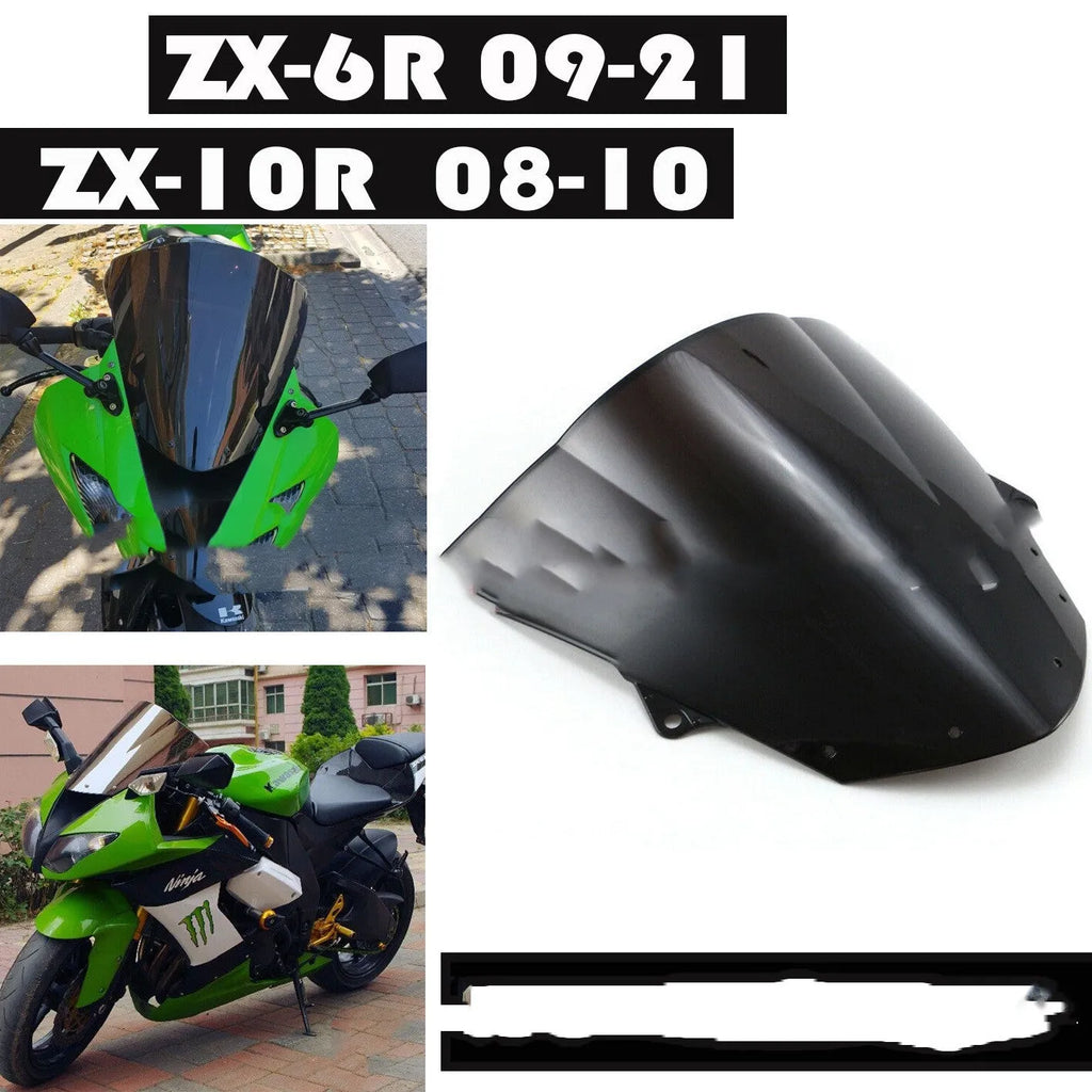 Kawasaki motorcycle windscreen replacement part in blue and brown tint options for ZX-6R and ZX-10R models