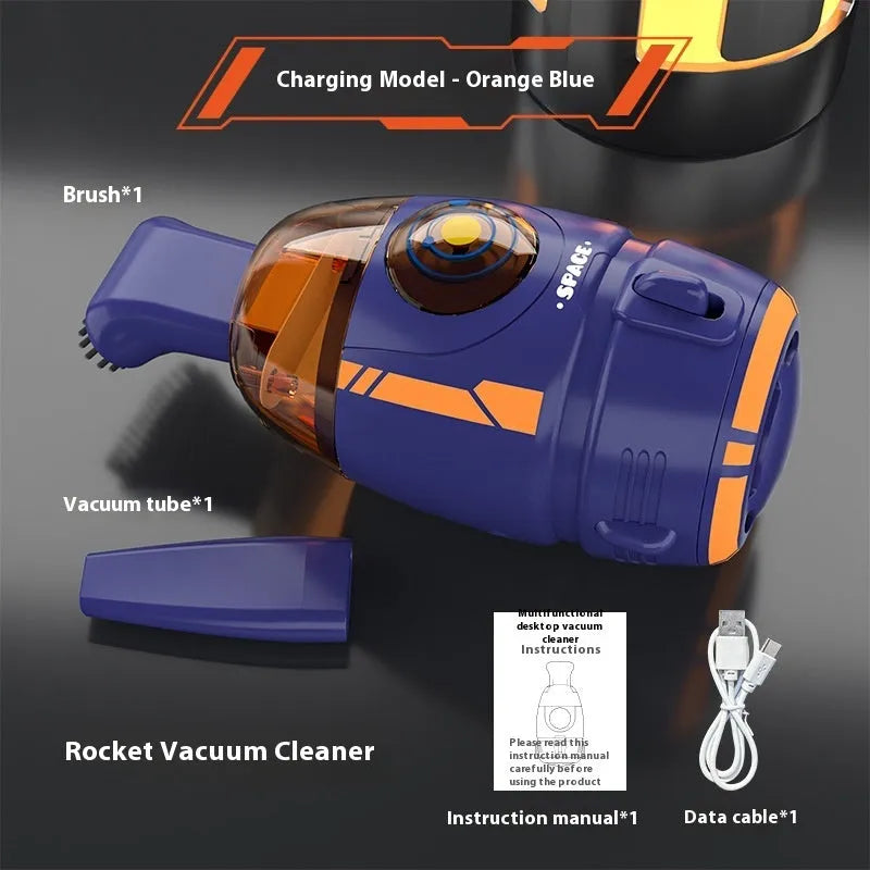 USB desktop vacuum cleaner in handheld design with multiple colour and theme options for keyboard cleaning