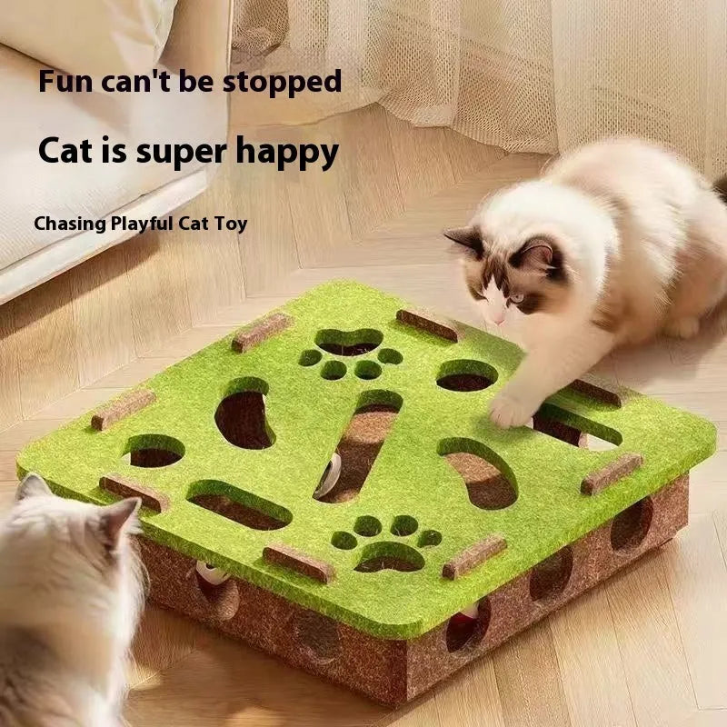 Angled felt cat scratching toy arch in camel white colour measuring 30cm square