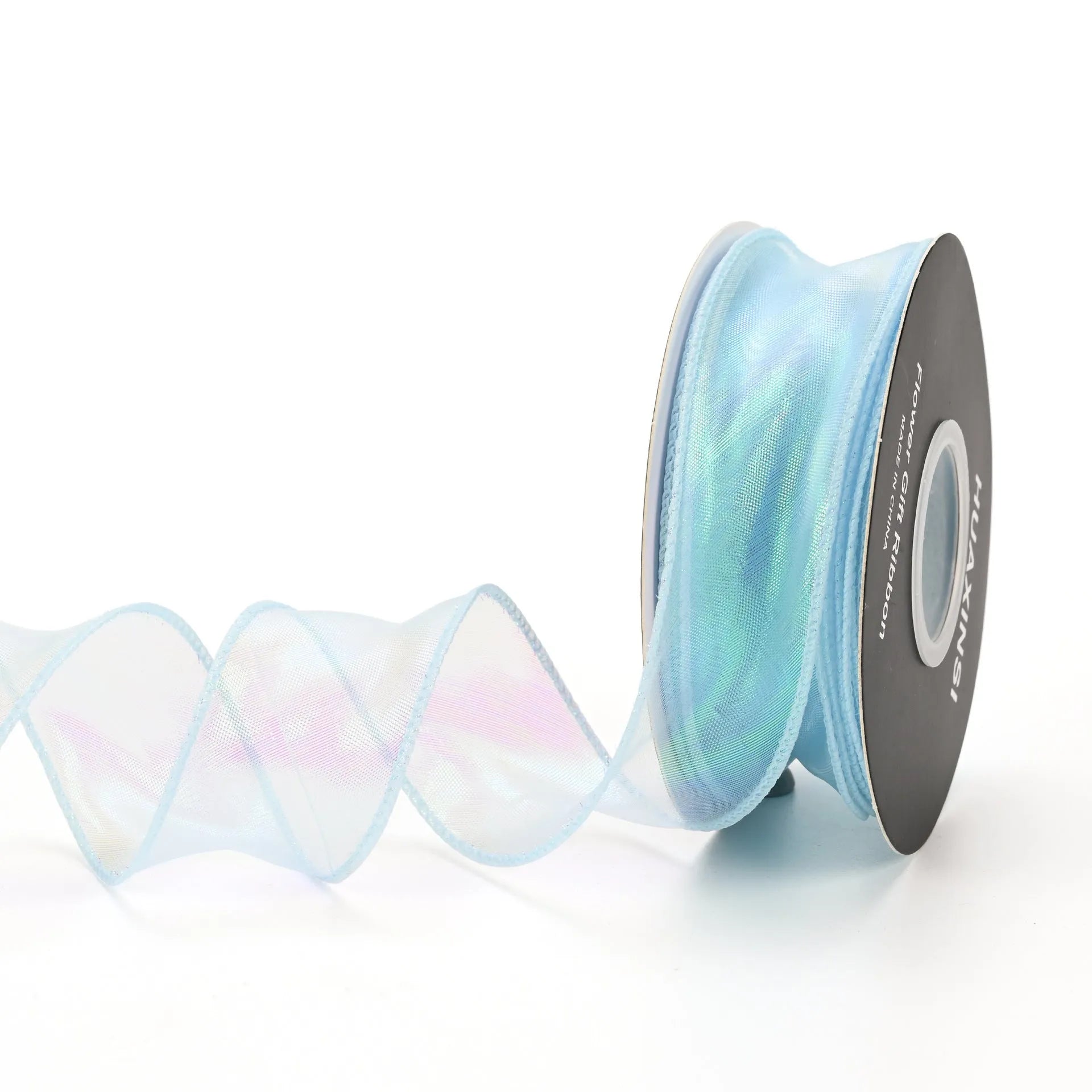 Fishtail yarn mesh decorative ribbon with colourful wave pattern in 4cm width