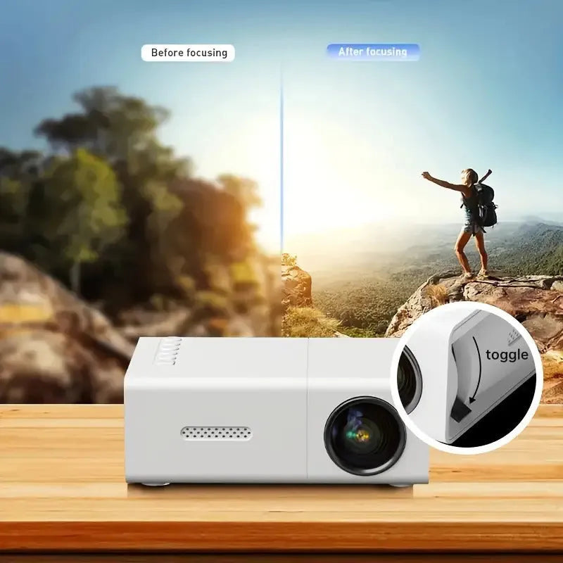 M100 mini LED projector in white or black colour projecting 100-inch image for home cinema