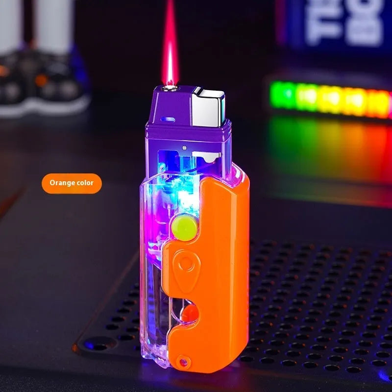 Colourful orange, purple, or green plastic radish-shaped wind-resistant lighter.