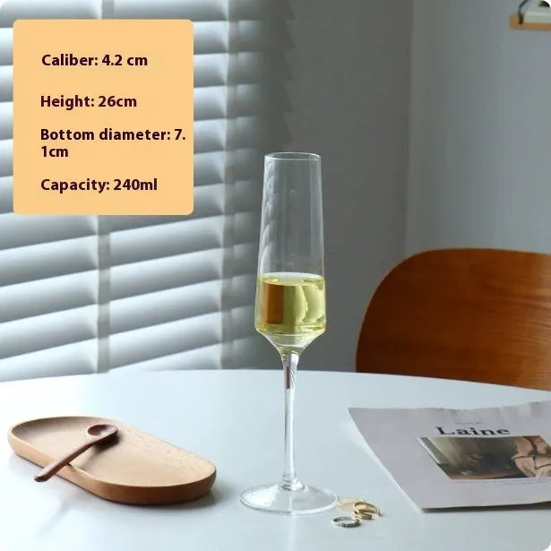 Clear crystal champagne goblet glass with tulip and flute options for wine and spirits