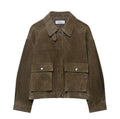 Women's PU leather jacket in Japanese Korean casual style with regular fit