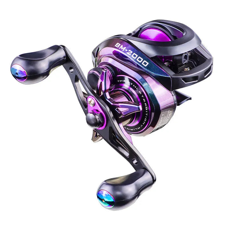 BM2000 fishing reel with colourful water drop wheel and magnetic brake system