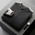 Men's half turtleneck zipper cardigan in wool available in multiple colours