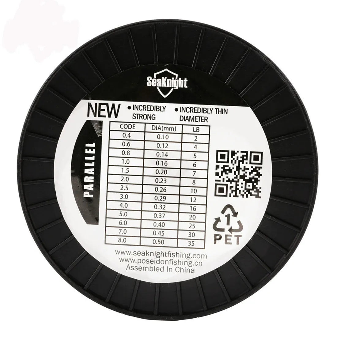 Seaknight1000 roll of nylon fishing line showing colour options of black, blue, green, white, and yellow.