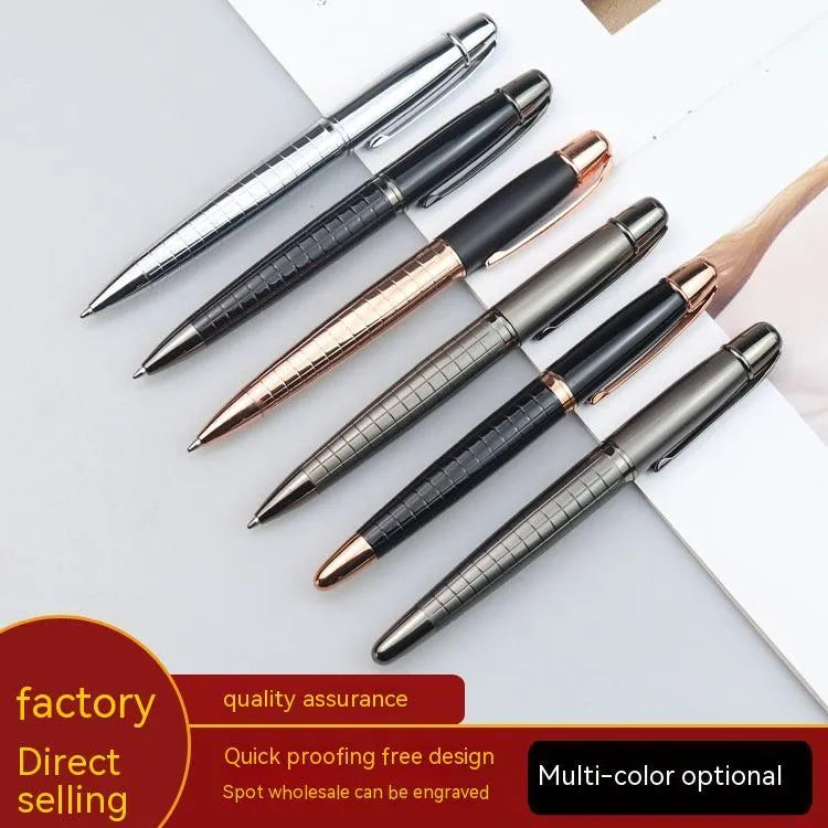 Gun grey metal roller pen measuring 13.5cm with water-based paint refill