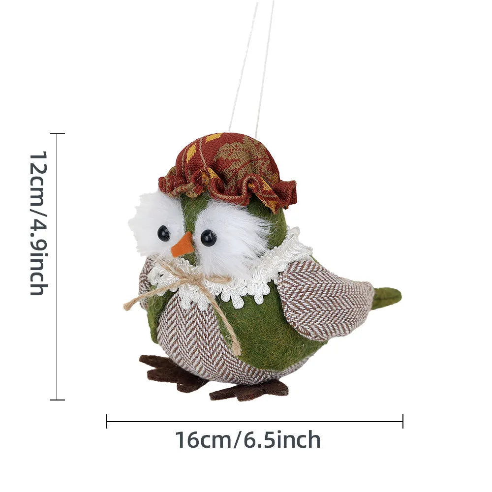 Creative owl harvest bird ornament in orange or green colour for Thanksgiving window or desktop decoration