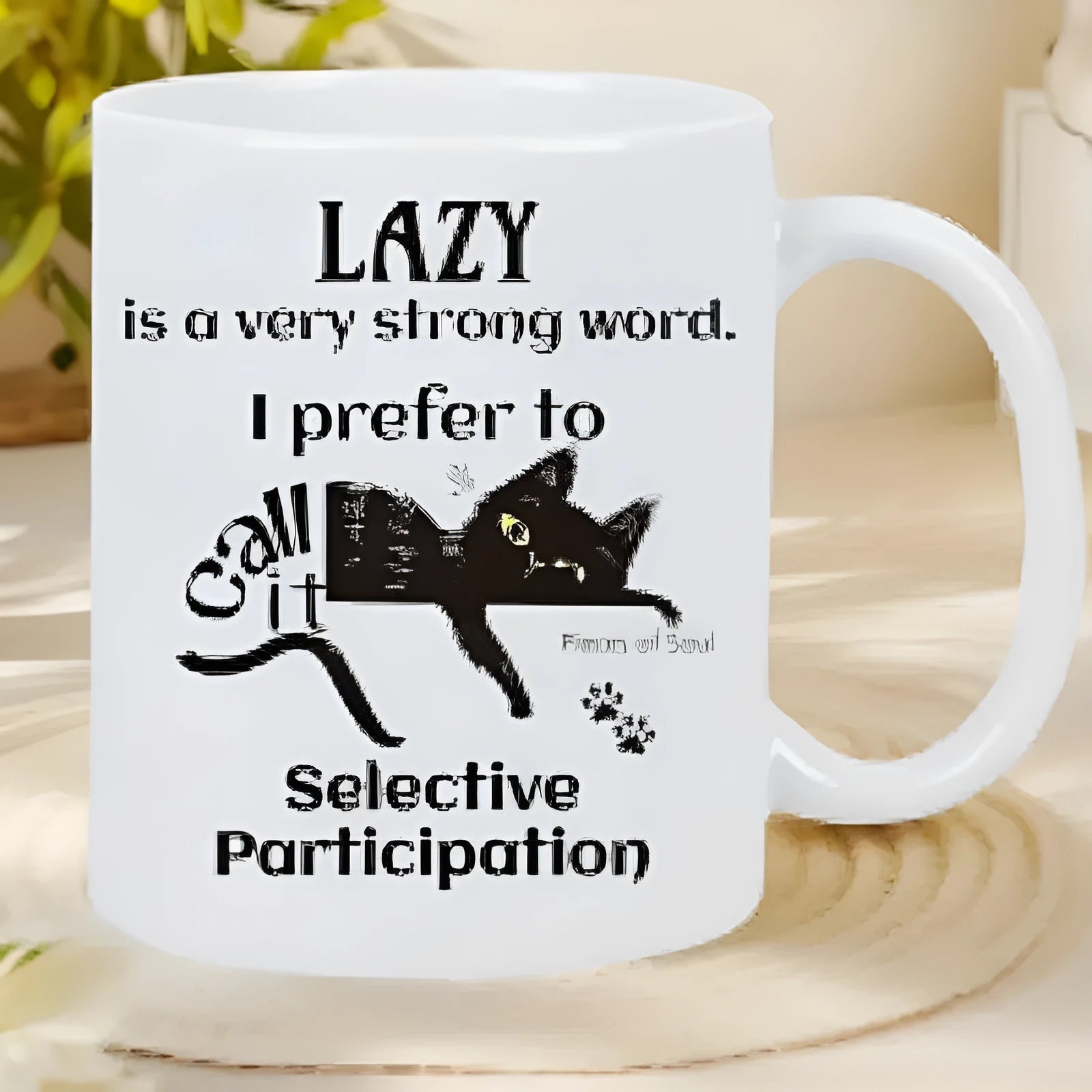 White ceramic 11oz mug with creative design, ready for thermal transfer printing