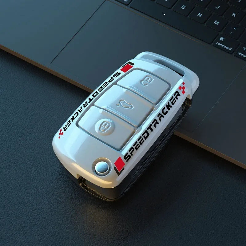 Carbon fibre style car key cover with mirror surface in feilin material